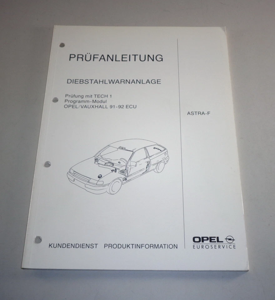 Manual de Taller Instrucciones Inspección Opel Astra F Sistema Antirrobo Stand - Imagen 1 de 1