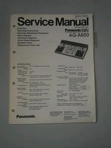Panasonic Service Manual  VCR Editing Controller AG-A650 - Picture 1 of 2