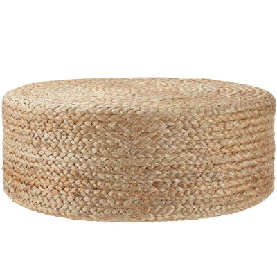 Jute Pouf Boho Hocker rund Sitzkissen handgefertigt strapazierfähig pflegeleicht - Bild 1 von 4