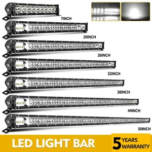 7"14"20"26"32"38"44"50"52" LED Work Light Bar Truck Offroad 4WD Driving Fog Lamp - Picture 1 of 25