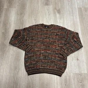 Peruvian Connection Pima Cotton Sweater Mens Medium Geometric Tribal Print Knit - Picture 1 of 6
