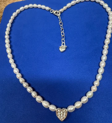Collar Corazón Brighton Perla Arroz y Circonita Circonita Pequeña 18" Foto 1 de 4