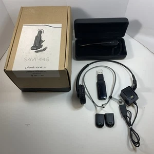 Plantronics Savi W445 Wireless Headset System W/ Accessories Tested & Working - Picture 1 of 9