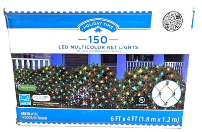 New 150-Count Multicolor LED Bush Net Christmas Lights Green Wire Holiday Time - Image 1 of 4