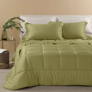 Trapunta In Raso Di Cotone Raso Matrimoniale Green Dreaming - Foto 1 di 4