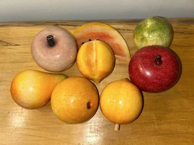 LOTE DE 7ALABASTRO MÁRMOL ÓNIX PIEDRA FRUTA TALLADA A MANO Foto 1 de 4