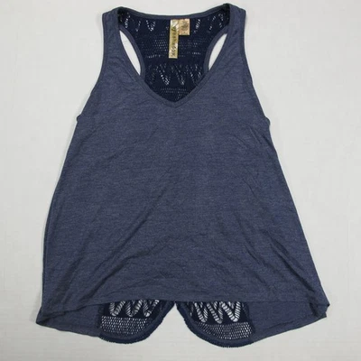 Camiseta sin mangas vintage de sombra de ojos para mujer mediana azul encaje Y2K rayón espalda abierta boho Foto 1 de 4