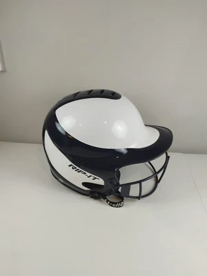 RIP-IT WLBH 6-1/2 - 7-3/8 Batting Helmet w/ Cage SOFTBALL WHITE & BLACK Free Shp - Image 1 of 4