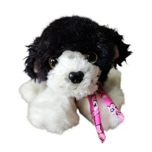 Puppy Puppy Puppies TYCO Black & White Plush Dog Pink Scarf Vtg Stuffed Animal - Picture 1 of 13