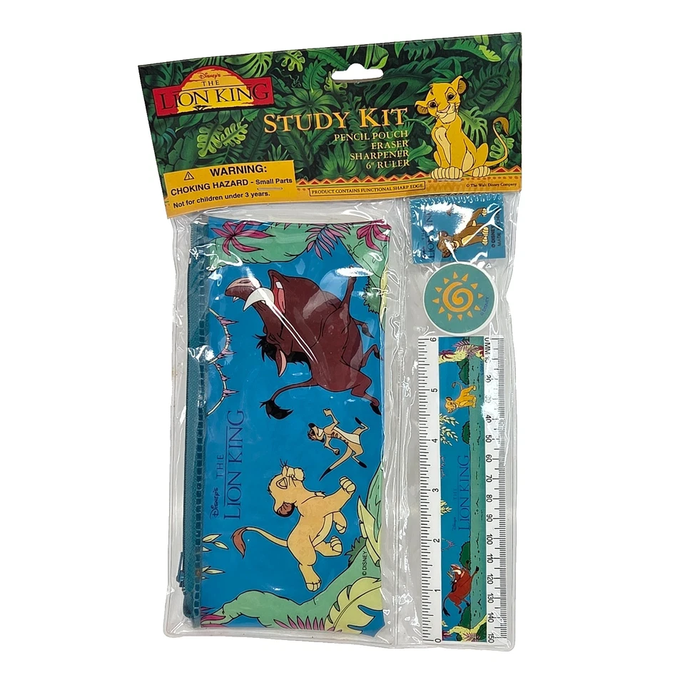 VINTAGE 1990's DISNEY THE LION KING STATIONARY STUDY KIT POUCH RULER