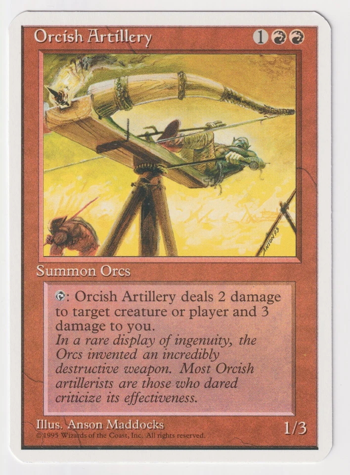 Miscut Orcish Artillery LP 4th Ed MTG Magic Error Misprint Alpha Cut Corners! - Image 1 of 2