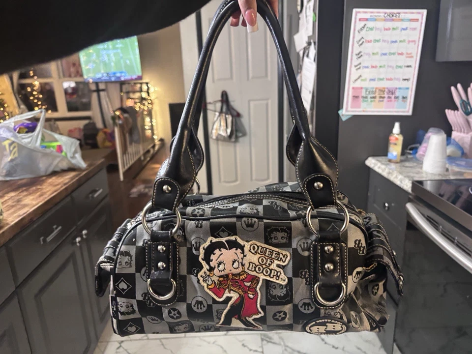 Bolso de hombro vintage edición limitada Betty Boop estampado a cuadros Foto 1 de 4