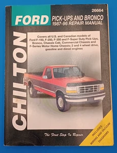 Chilton Ford Pick-Ups And Bronco 1987-1996 Repair Manual Book 26664 Mechanics VG - Foto 1 di 7