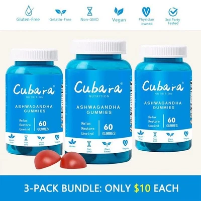 Ashwagandha Mixed Berry Gummies - 60 Count - 3 Bottles - Image 1 of 4