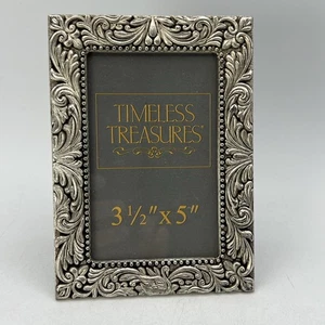 Timeless Treasures Silver Pewter Ornate Repousse Floral Scroll Frame Swan 3.5x5 - Picture 1 of 4