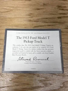 FRANKLIN MINT 1913 FORD MODEL T PICKUP TRUCK 1/16- PAPERWORK ONLY - Picture 1 of 4