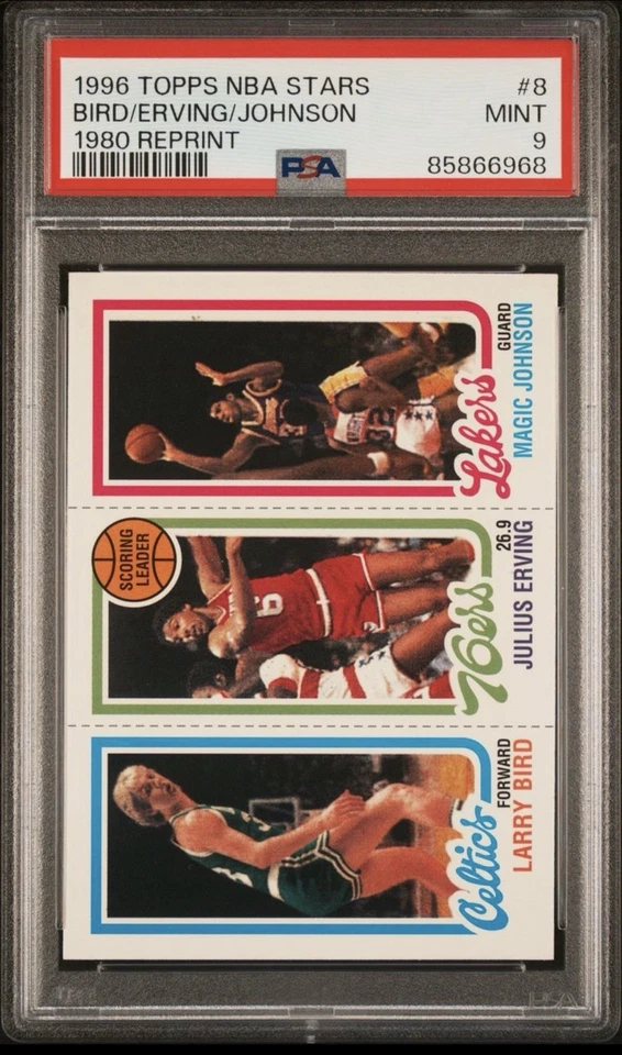 1996 Topps NBA Stars LARRY BIRD MAGIC JOHNSON RC SSP PSA 9 1980 Nova Laje #8 🔥 - Imagem 1 de 3