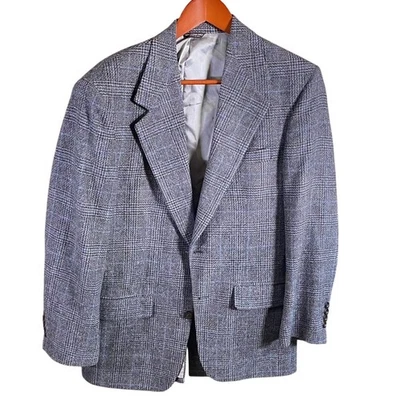 Lord & Taylor Fifth Avenue Collection Mens Blazer Jacket 40R Camel Hair Plaid  - Image 1 of 4