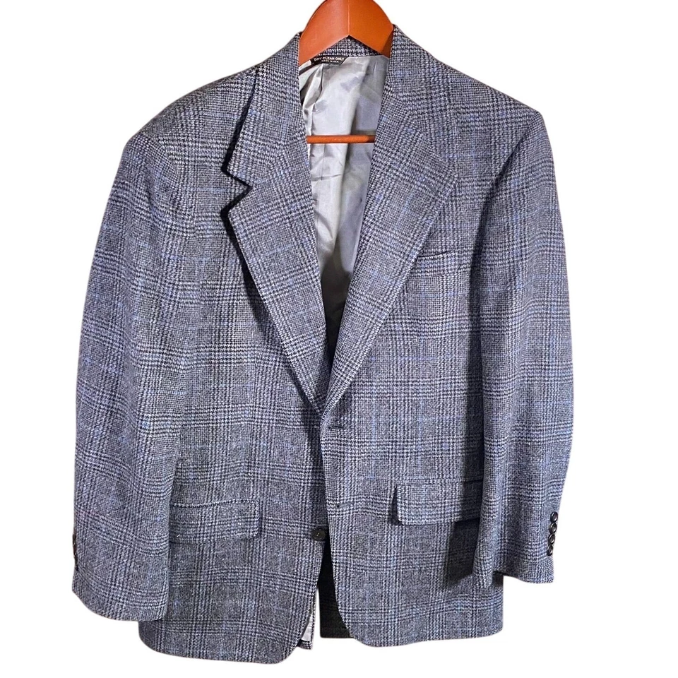 Lord & Taylor Fifth Avenue Collection Mens Blazer Jacket 40R Camel Hair Plaid  - Image 1 of 4