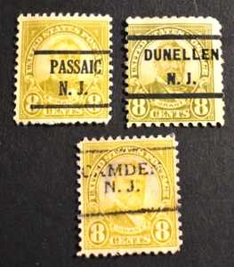 3 - 1922 US Stamps Scott Nos. 560 - 8 Cent Precancels - Used - New Jersey - Picture 1 of 2