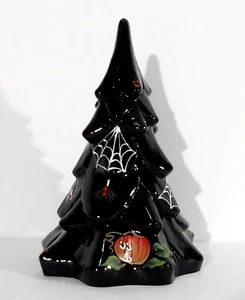 Fenton Art Glass Black Halloween Tree Hand Painted Signed 7" Tall 5563 ZB - Picture 1 of 7