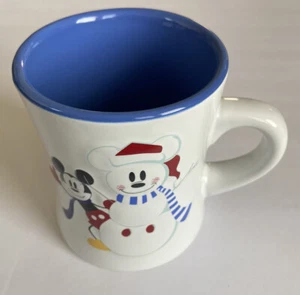 Disney MICKEY MOUSE and MICKEY SNOWMAN Winter Holiday Christmas MUG Excellent! - Picture 1 of 5