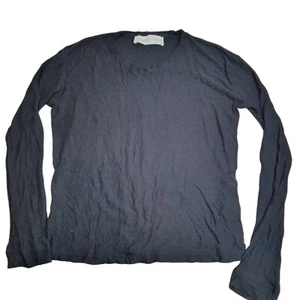 Iro Jeans Womens Long sleeve top Size M Dark Navy Blue Textured Viscose Silk - Picture 1 of 10
