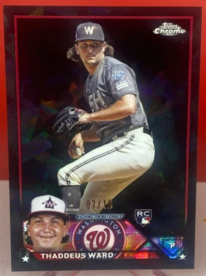2023 Topps Chrome Sapphire ROOKIE Thaddeus Ward Black /10 Washington Nationals - Image 1 of 2