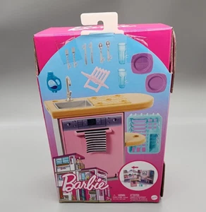Barbie Kitchen Playset Mattel New Sealed 14 Accessories Dollhouse Furniture - Foto 1 di 7