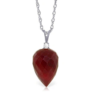 13.05 CTW 14K Solid White gold fine Necklace 16-24" Diamond Briolette Drop Ruby - Picture 1 of 6
