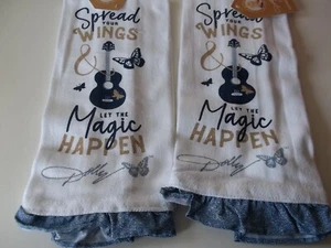 DOLLY PARTON KITCHEN TOWEL Set of 2 SPREAD YOUR WINGS" NWT guitars - Picture 1 of 2