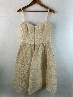 Betsey Johnson Dress 8 Gold Sequined Sleeveless Zipper Front Party Cocktail - Image 1 of 4