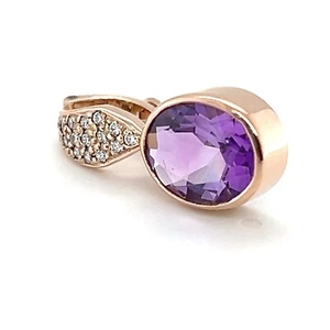 9ct Rose Gold Diamond & Amethyst Pendant - Picture 1 of 10