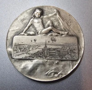Medalla de plata mate Gordon Bennett Gas Ballooning Race Zurich 1909 - Imagen 1 de 9