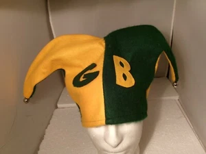 Vintage Green Bay Packers Jester Mütze - grün & gold Fleece mit Glocken - GB Logo - Bild 1 von 11