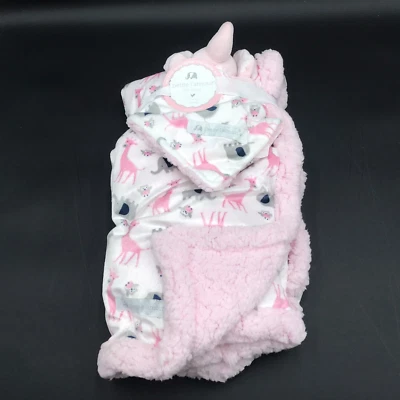 Petite L'Amour Bebé Manta y Lovey Set Elefante Sherpa Rosa Gris Blanco Gris Foto 1 de 4