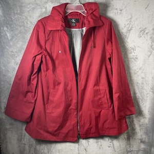 Calvin Klein Women's Rain Jacket Red Hooded Size L - Picture 1 of 9
