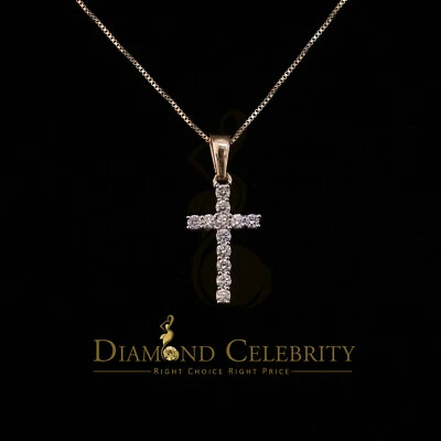 Colgante estilo amarillo de moda con dije de cruz de 0,50 quilates de diamantes reales de oro real de 10 k Foto 1 de 4