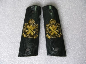 Gold Springfield black Resin Grip For Colt1911 Full Size Government Kimber Clone - Picture 1 of 7