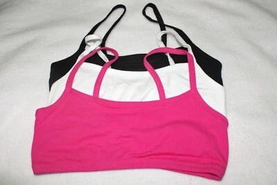 Sujetadores deportivos de espagueti Fruit of the Loom para niñas nuevos sin etiquetas - paquete de 3 rosa negro blanco 38" Foto 1 de 4