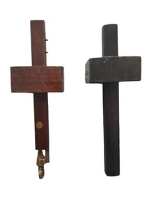 2 Vintage Mortice Guages, Rosewood and brass - Picture 1 of 3