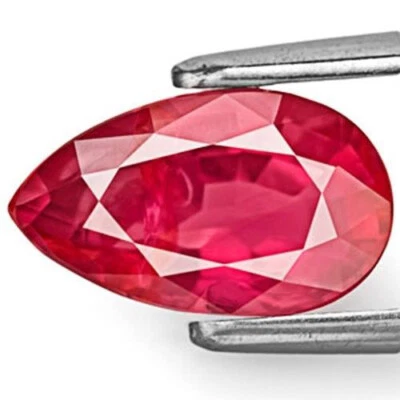 AIGS Certified MOZAMBIQUE Ruby 3.00 Cts Natural Untreated Fiery Pinkish Red Pear - Image 1 of 4