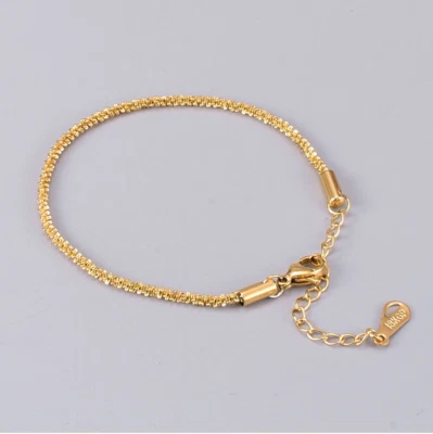 Women 18K Gold Stainless Steel Diamond Cut 2mm Rope Chain Anklet 10" Gift PE10 - Image 1 of 4