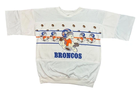 Vintage 1983 Denver Broncos Warmup Sweater Cartoon Bronco Caribe Sportswear Sz L Cover