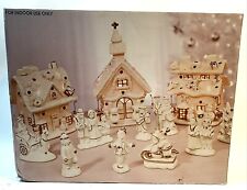 Porcelain Lighted Christmas Village Vintage JCPenney with Box