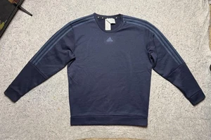 Adidas Sweatshirt Mens Large Navy Blue 3-Stripes Crewneck Recycled Polyester - Picture 1 of 12