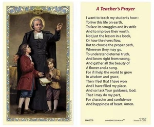 Catholic Saint John Baptist de LaSalle Teacher’s Prayer Cards Laminated 25-Pack - Picture 1 of 13