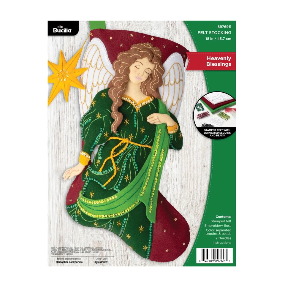Bucilla Felt Stocking Applique Kit 18" Long Heavenly Blessings 89769E