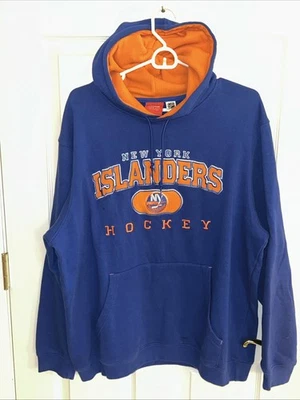 New York Islanders Hoodie Mens Large Blue NHL Hockey Pullover Reebok Face Off - Image 1 of 4