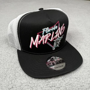 Florida Marlins Mütze Kappe Druckknopflasche Retro Schrift New Era 9FIFTY A-Rahmen Trucker - Bild 1 von 4